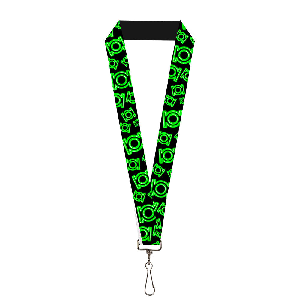 Lanyard - 1.0" - Electric Green Lantern Logo Scattered Black Green