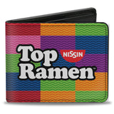 Bi-Fold Wallet - TOP RAMEN Noodle Wave Blocks Multi Color Black White