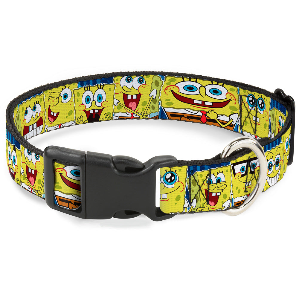 Plastic Clip Collar - SpongeBob Expressions Stripe Blue