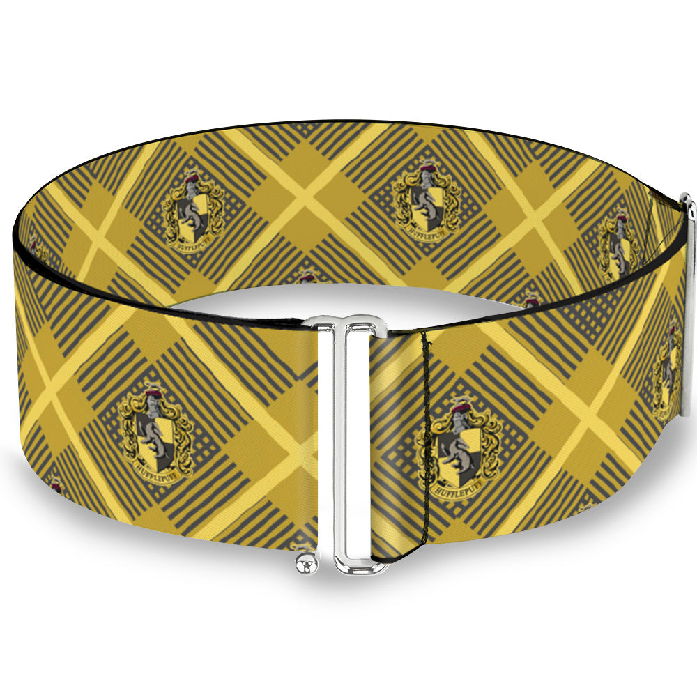 Cinch Waist Belt - Harry Potter Hufflepuff Crest Plaid Yellows Gray