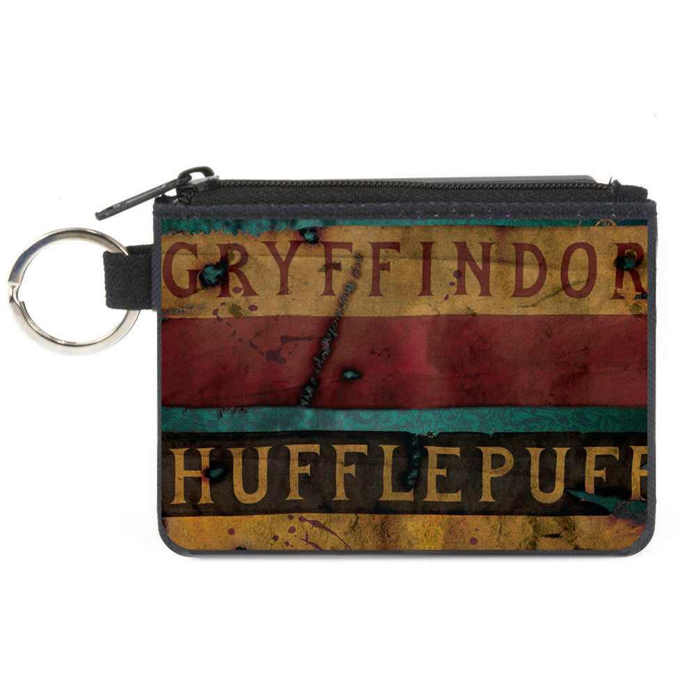 Canvas Zipper Wallet - MINI X-SMALL - GRYFFINDOR & HUFFLEPUFF Burnt Banners