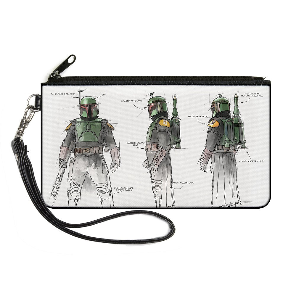 Canvas Zipper Wallet - SMALL - Star Wars The Book of Boba Fett All Sides Schematic White