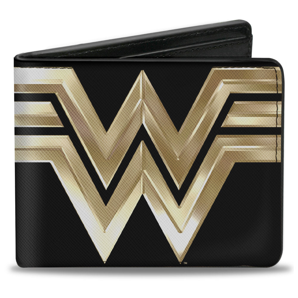 Bi-Fold Wallet - WONDER WOMAN 1984 WW Logo CLOSE-UP Black Golds