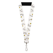 Lanyard - 1.0" - Pixar Luxo Jr Lamp and Ball Scenes White