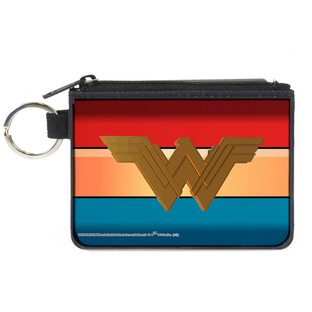 Canvas Zipper Wallet - MINI X-SMALL - Wonder Woman 2017 Icon Stripe Red Golds Blue