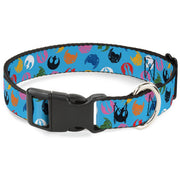 Plastic Clip Collar - Star Wars Jedi Order and Rebel Alliance Icons Scattered Blue/Multi Color