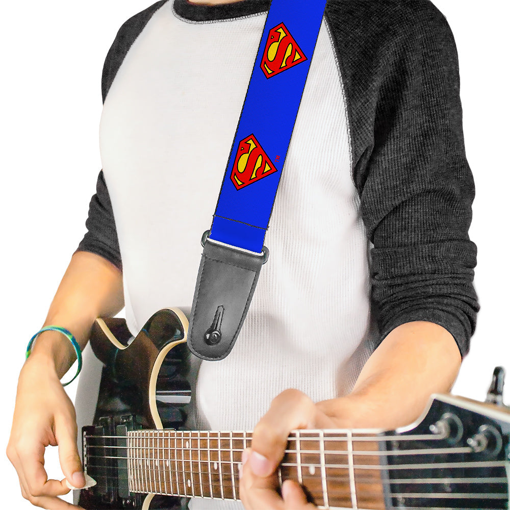 Guitar Strap - Superman Shield Blue