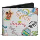 Bi-Fold Wallet - Scooby Doo Notebook Doodles Collage White Multi Color