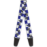 Guitar Strap - Star Wars Aurebesh R2-D2 Checker Blue White Black