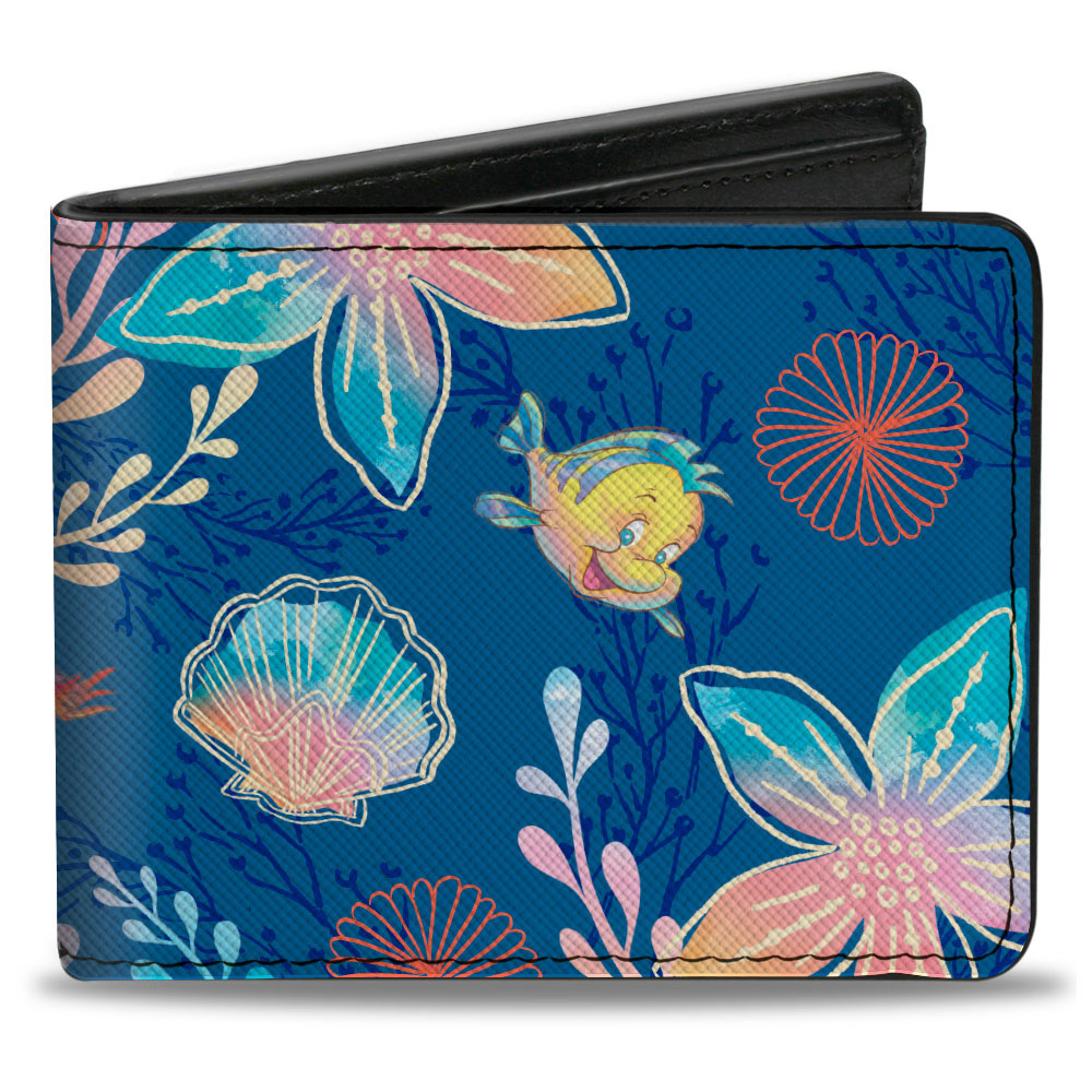 Bi-Fold Wallet - The Little Mermaid Flounder and Sebastian Under the Sea Blues