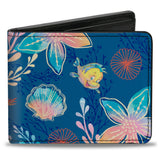 Bi-Fold Wallet - The Little Mermaid Flounder and Sebastian Under the Sea Blues