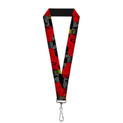 Lanyard - 1.0" - Lightning McQueen Poses 95 Tread Black Gray Yellow Red