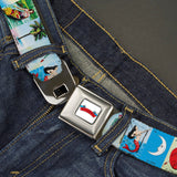 Loteria DON CLEMENTE Banner Full Color White Seatbelt Belt - LOTERIA DON CLEMENTE Logo Yellow Webbing