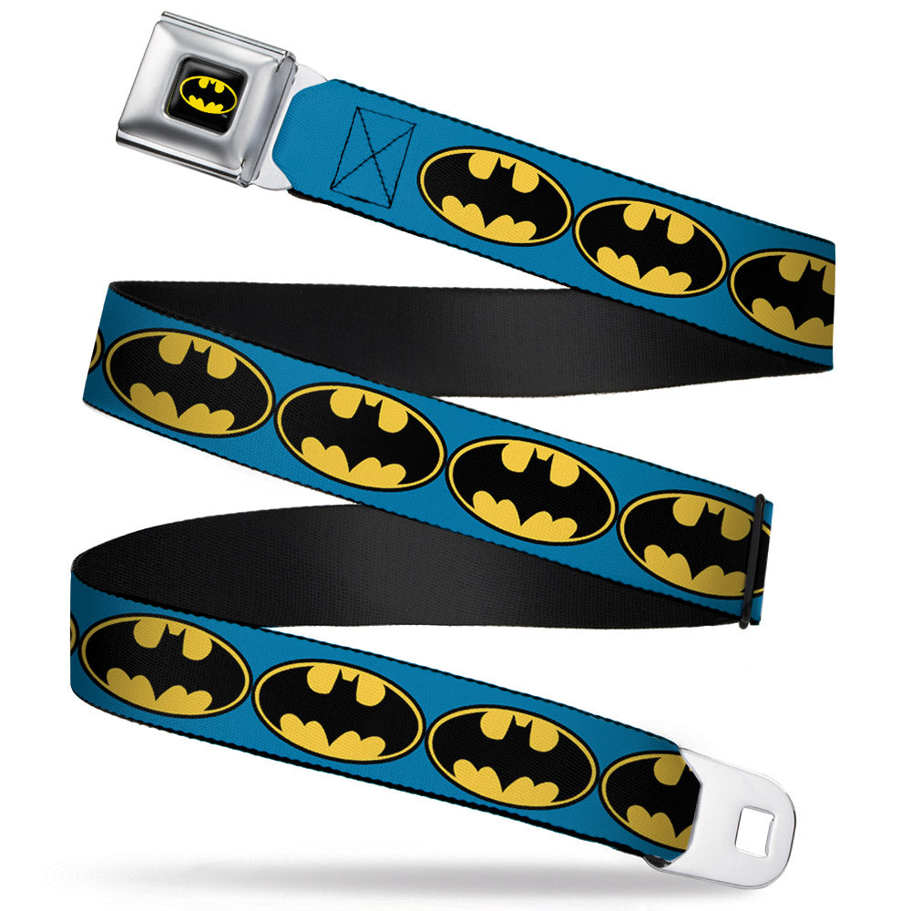 Batman Full Color Black Yellow Seatbelt Belt - Bat Signal-3 Blue/Black/Yellow Webbing