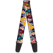 Guitar Strap - Disney Princess Poses Castle Silhouettes Purples Multi Color