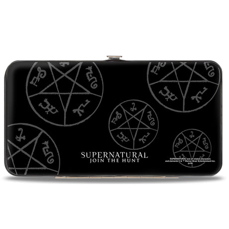 Hinged Wallet - Supernatural Devil's Trap Symbol Scattered Black Gray White