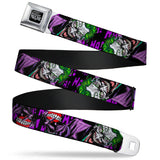 DC COMICS FOREVER EVIL Full Color Black Gray Seatbelt Belt - Detective Comics Joker Holding Teeth Issue 23.1 Cover Pose/HA! HA! HA! Black/Purples Webbing