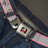 THE BIG BANG THEORY Full Color Black White Red Seatbelt Belt - Soft Kitty Nerd/Mustacho Expressions Stripe Grays Webbing