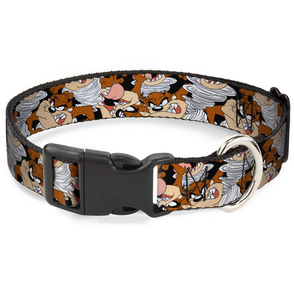 Plastic Clip Collar - Tasmanian Devil Vortex Poses Stacked Black