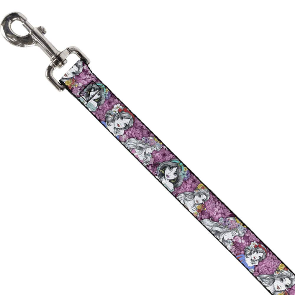 Dog Leash - Princess Sketch Poses/Floral Collage Pinks/Grays