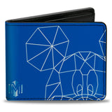 Bi-Fold Wallet - Mickey Mouse Kaleidoscope Face Blueprint Blues White