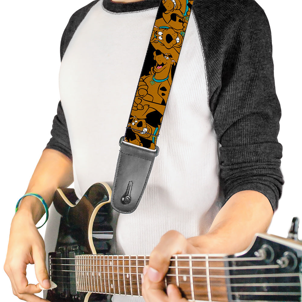 Guitar Strap - Scooby Doo Stacked CLOSE-UP Black