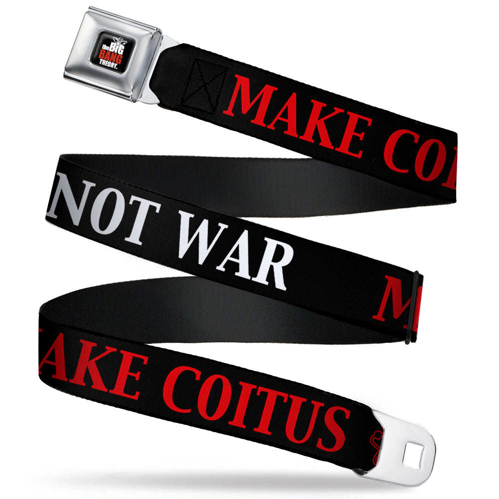 THE BIG BANG THEORY Full Color Black White Red Seatbelt Belt - BBT MAKE COITUS/Atom/NOT WAR Black/Red/White Webbing