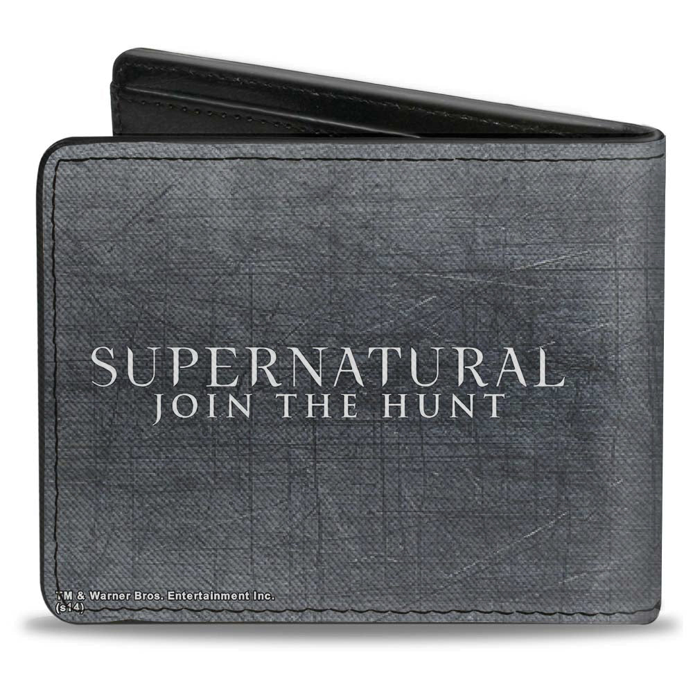 Bi-Fold Wallet - Supernatural NOTHING IN OUR LIVES IS SIMPLE Devil's Trap Symbol + Logo Grays