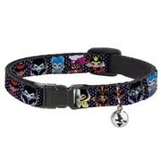 Cat Collar Breakaway with Bell - Disney 11-Sweet Chibi Villain Poses Polka Dot Black Lavender