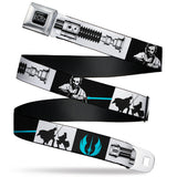 STAR WARS OBI-WAN KENOBI Title Logo Full Color Black/White Seatbelt Belt - Star Wars Obi-Wan Kenobi Series Blocks White/Black/Blue Webbing