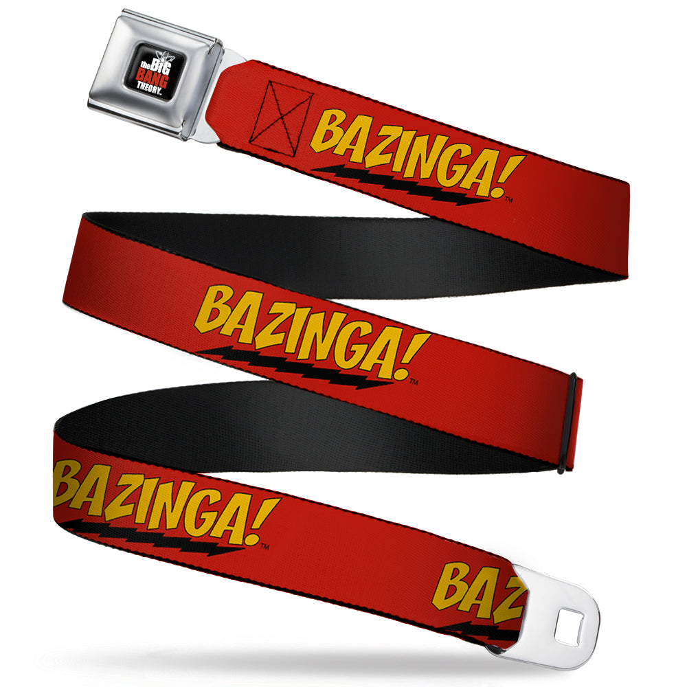 THE BIG BANG THEORY Full Color Black White Red Seatbelt Belt - BAZINGA! Red/Gold/Black Webbing