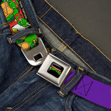 Classic TMNT Logo Full Color Seatbelt Belt - Classic Teenage Mutant Ninja Turtles Action Poses/TEAM TURTLES Webbing