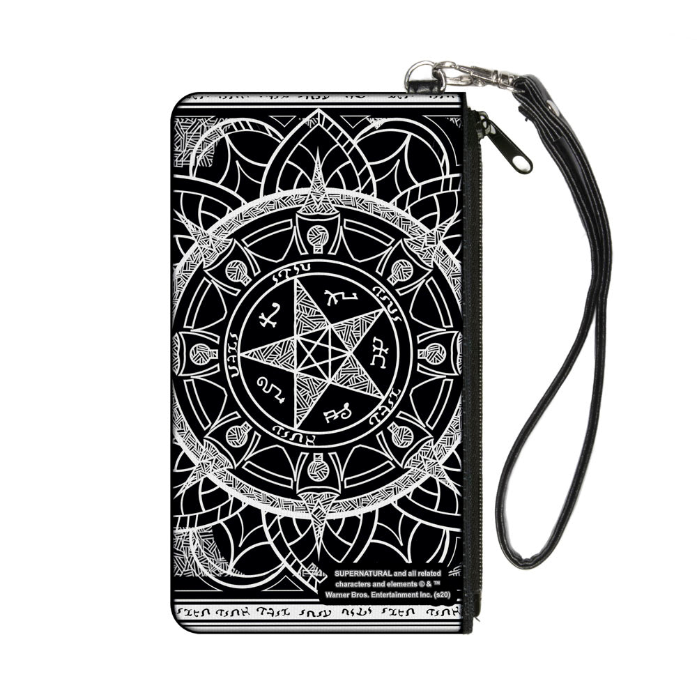 Canvas Zipper Wallet - SMALL - Supernatural Devil's Trap Symbol CLOSE-UP Black White