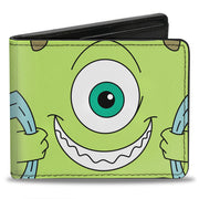 Bi-Fold Wallet - Monsters Inc. Mike Smiling + Scream Canister Pack Pose Green