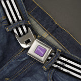 BEETLEJUICE Text Logo Full Color Purple/White Seatbelt Belt - Beetlejuice Suit Striping Black/White Webbing