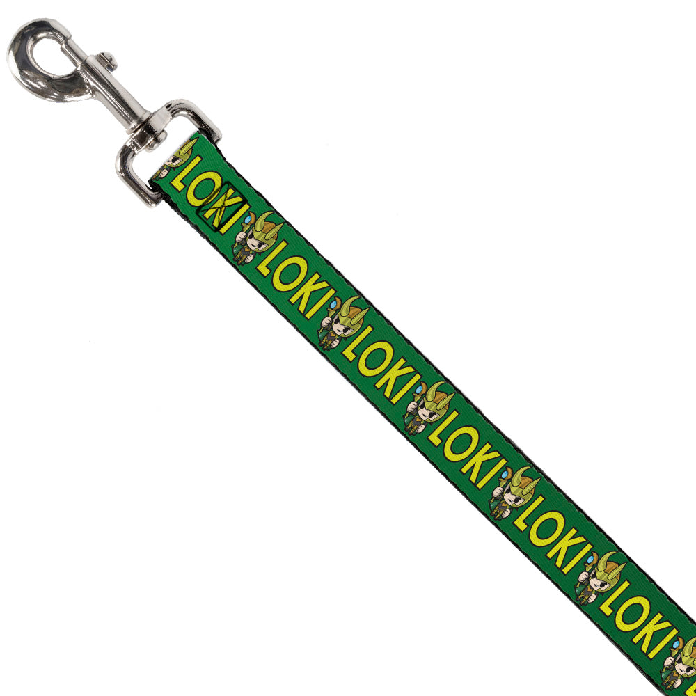 Dog Leash - Kawaii LOKI Standing Pose/Text Green/Yellow