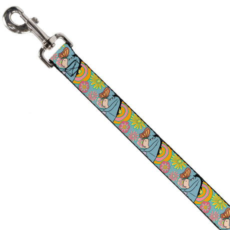 Dog Leash - Winnie the Pooh Eeyore Butterfly Pose Floral Collage Blue/Pinks/Yellows