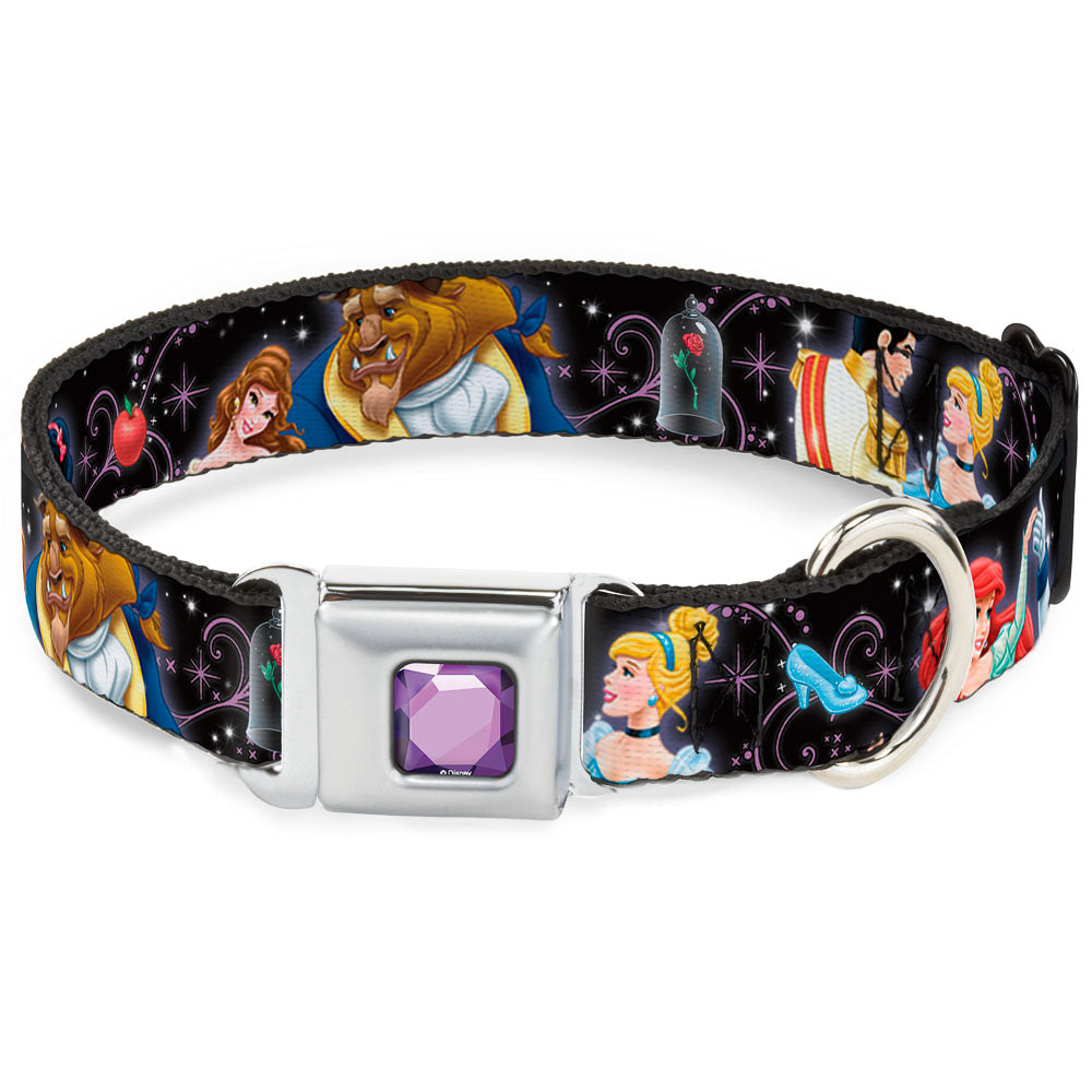 Princess Gem CLOSE-UP Full Color Purple Seatbelt Buckle Collar - Disney Princesses & Prince's Dancing