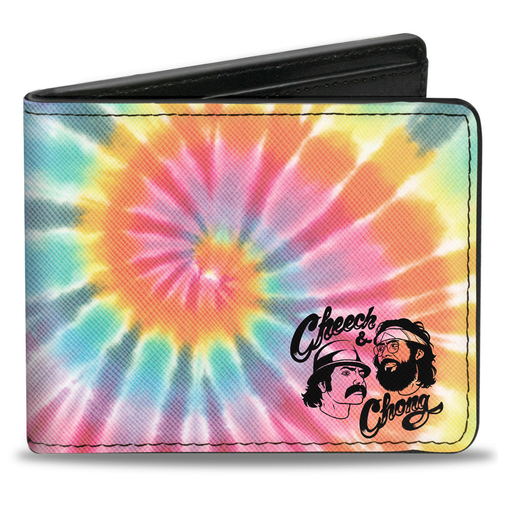 Bi-Fold Wallet - CHEECH & CHONG Caricature Faces Tie Dye Multi Color Black