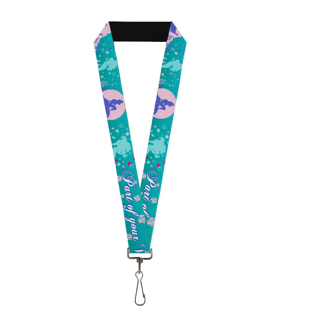 Lanyard - 1.0" - Little Mermaid Silhouette Scenes PART OF YOUR WORLD Blues