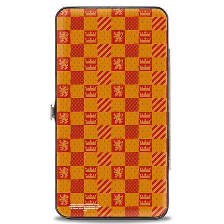 Hinged Wallet - Harry Potter GRYFFINDOR Crest Heraldry Checkers Golds Reds