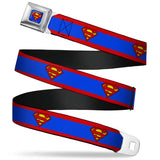 Superman Full Color Blue Seatbelt Belt - Superman Shield/Stripe Red/Blue Webbing