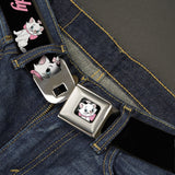 Aristocats Marie Face Full Color Black Seatbelt Belt - Aristocats Marie 3-Poses BECAUSE I'M A LADY THAT'S WHY Black/White/Pink Webbing