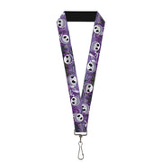 Lanyard - 1.0" - Jack Expressions Ghosts in Cemetery Purples Grays White