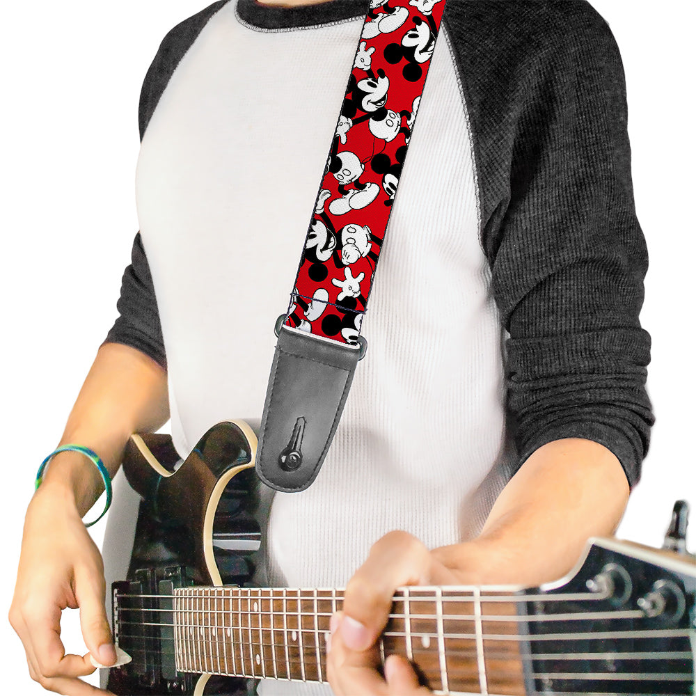 Guitar Strap - Mickey Mouse Poses Scattered Red Black White