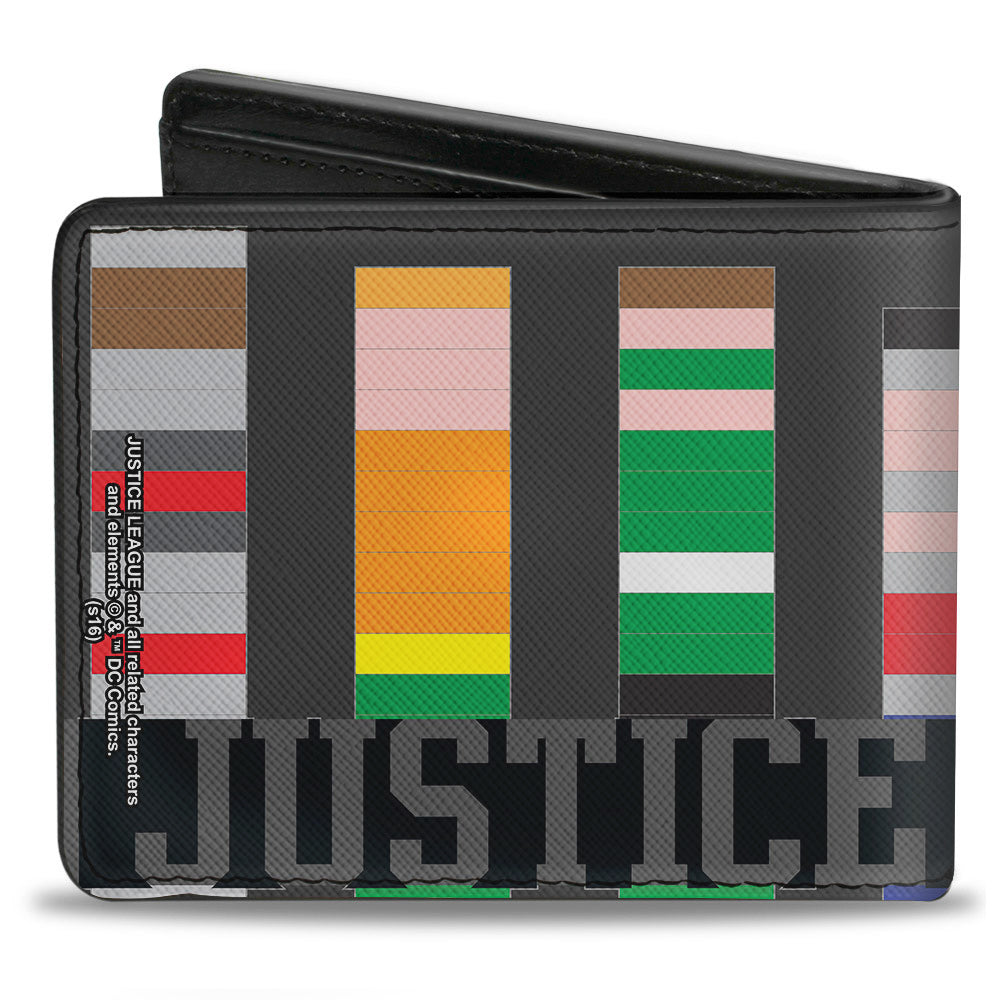 Bi-Fold Wallet - JUSTICE LEAGUE 1-Bit Superheroes Gray Black Multi Color