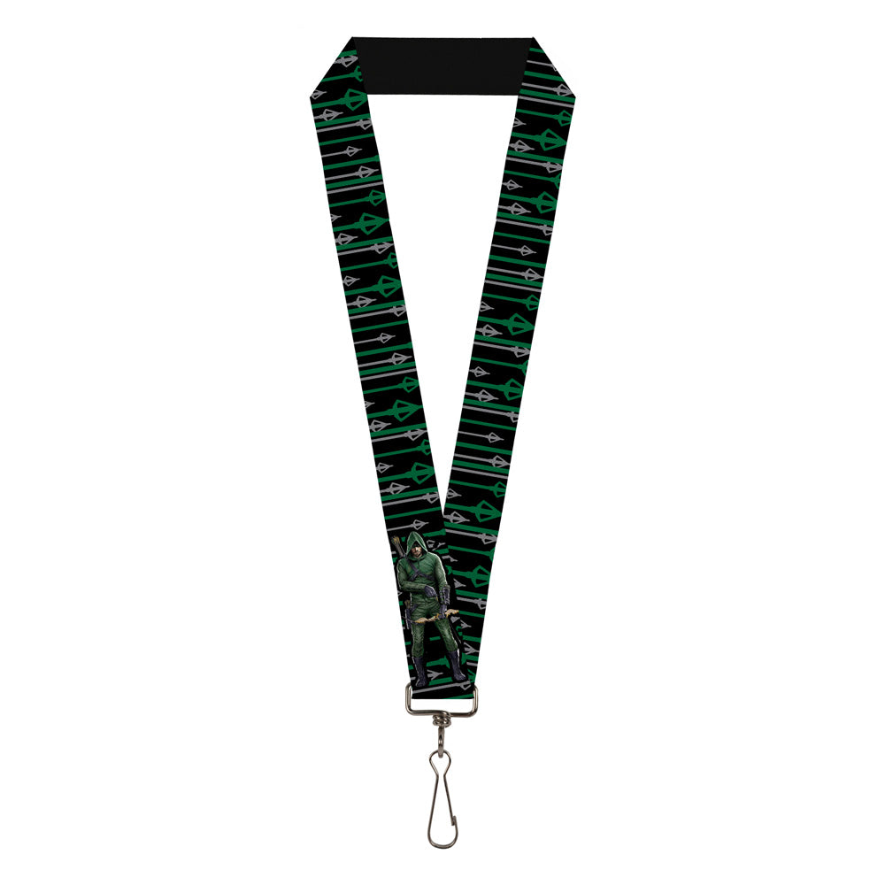 Lanyard - 1.0" - Arrow Bow Pose Arrow Tips Black Green Gray