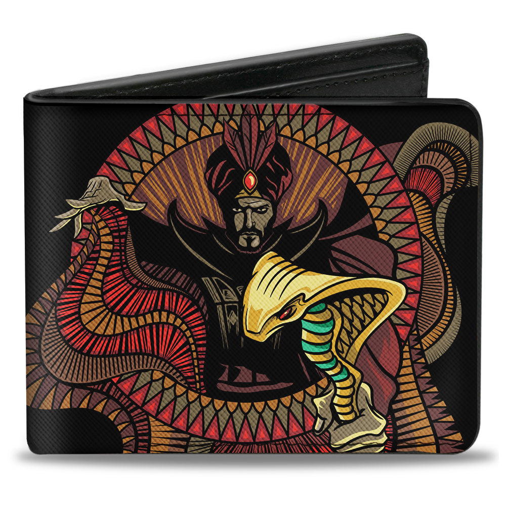 Bi-Fold Wallet - Aladdin 2019 Jafar Snake Staff Pose + DARK AND MYSTERIOUS Black Multi Color