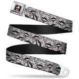 THE BIG BANG THEORY Full Color Black White Red Seatbelt Belt - Soft Kitty Mustacho Stacked Webbing