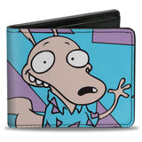 Bi-Fold Wallet - Rocko's Modern Life Rocko Waving Pose Triangles Blue Purple